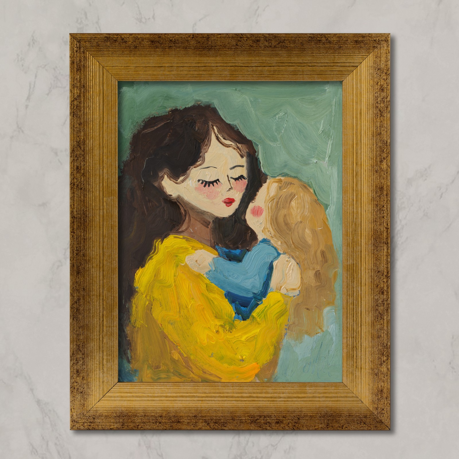 Mother With Baby Oil Painting Woman Portrait Original Wall Art Mom Child Room