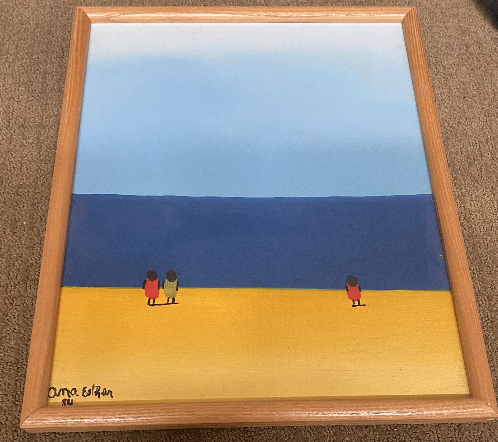 1980’s Original Shoreline Beach Horizon 14×17” Framed Signed Painting