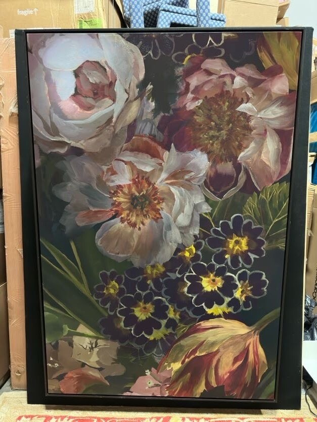 HARVEST II 47” x 70” Floral Artwork on Canvas: Gorgeous Few Flaws