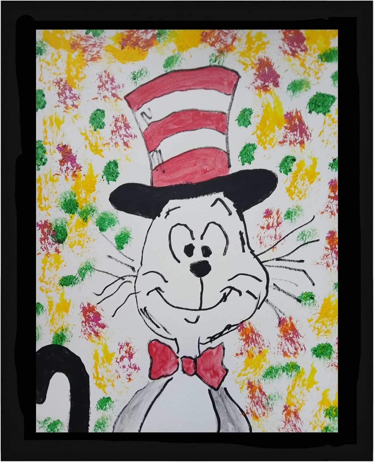 Abstract/Expressionism 11×14 Cat With Hat colorful Handmade Street Art Painting