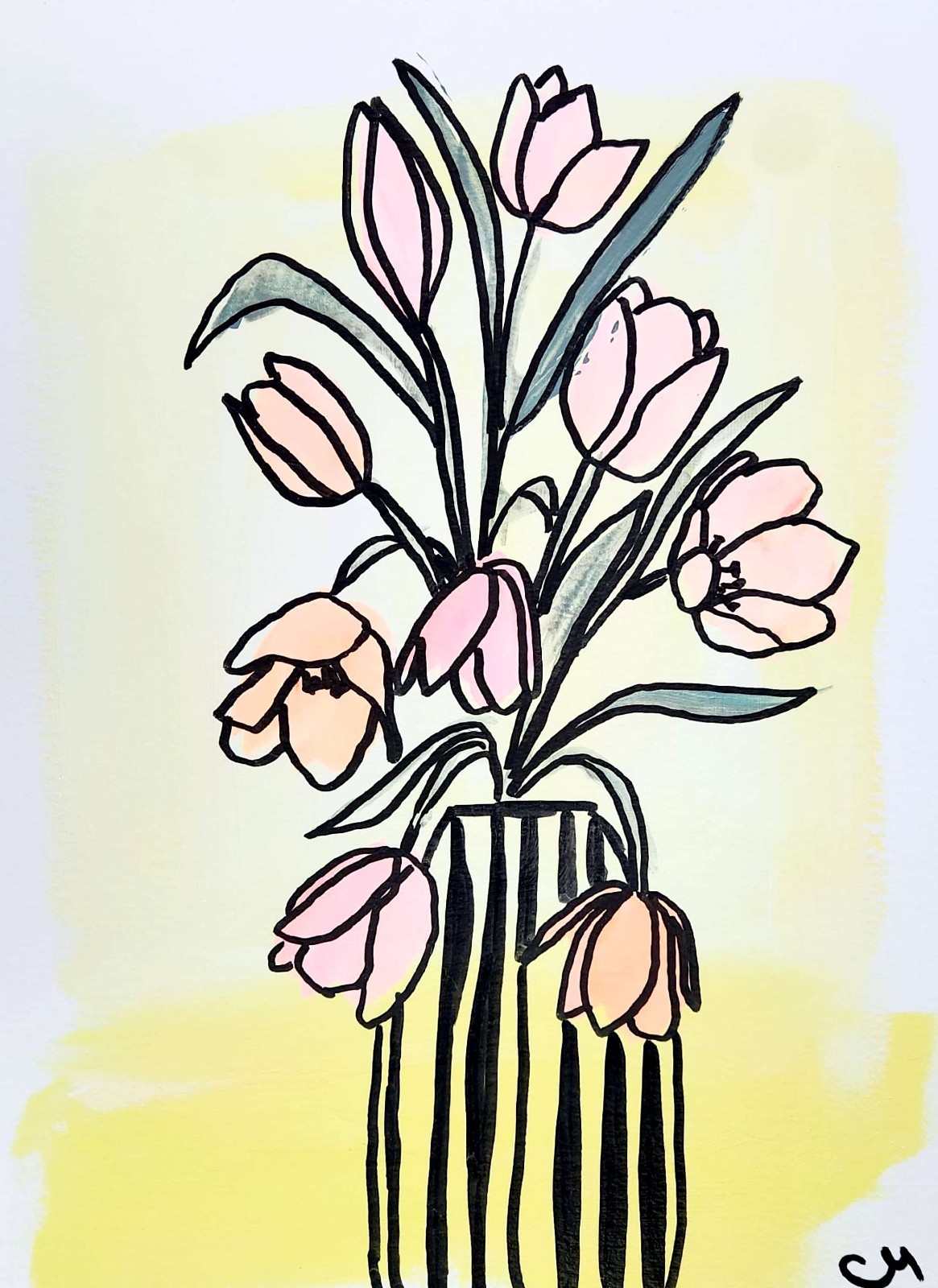 Original Abstract Botanical 9×12 Floral Painting Acrylic Wall Art Home Deoor