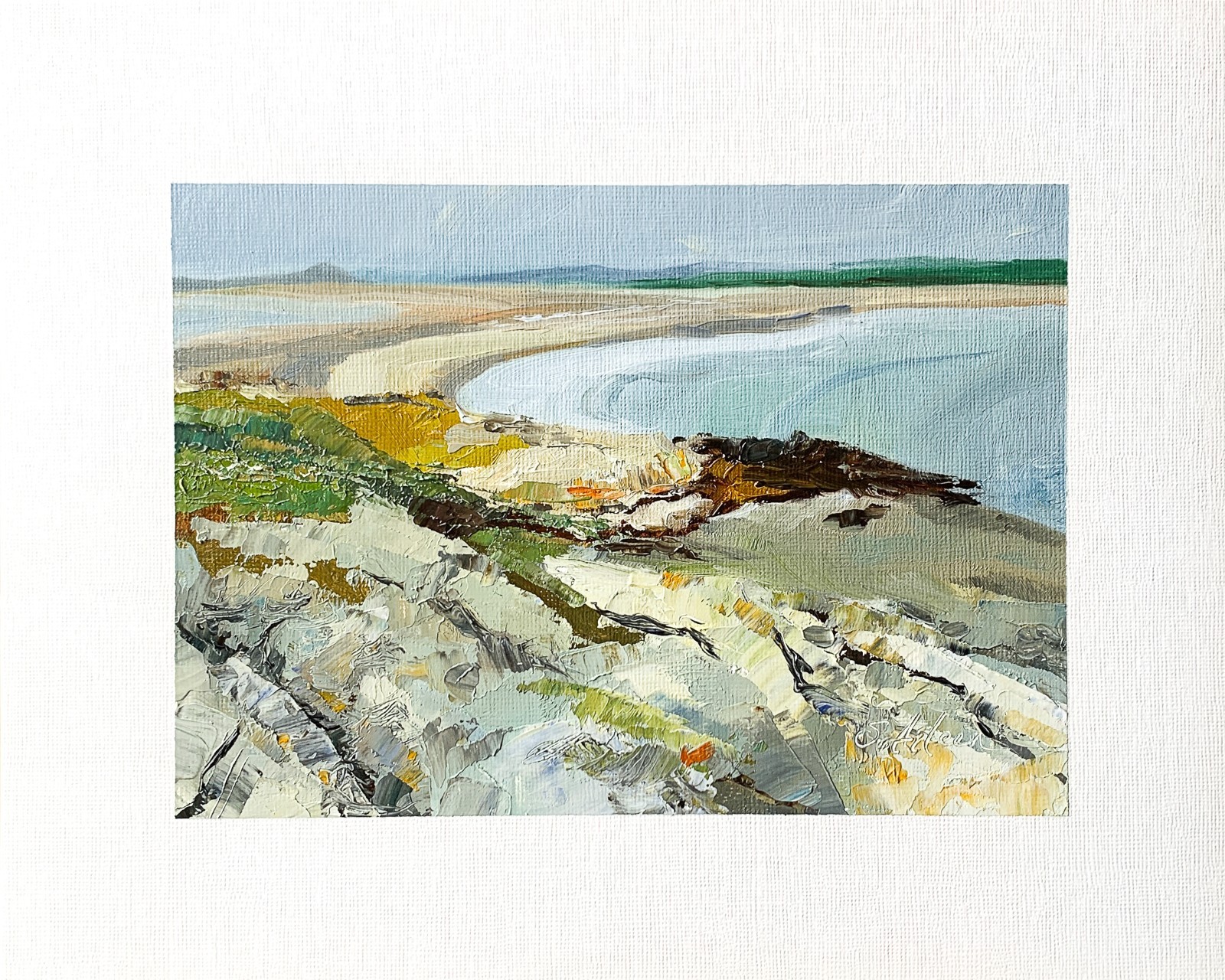 8×10 Maine Original Oil Painting Seascape Beach Rocks Coast Impressionist Signed