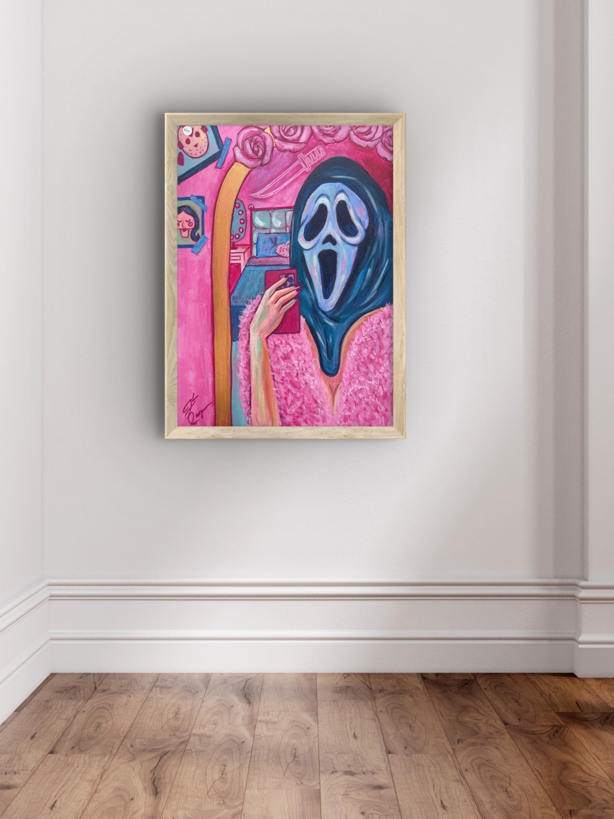 @FearlessPaints Halloween Ghostface Scream Girl 18×24 Canvas Original Painting