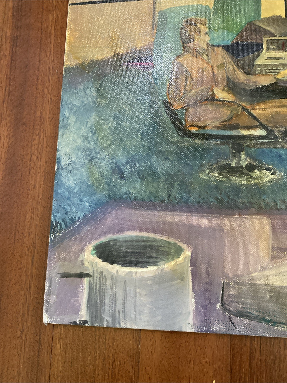 Original Vintage MCM inspired Command Center Technical Rendering Painting