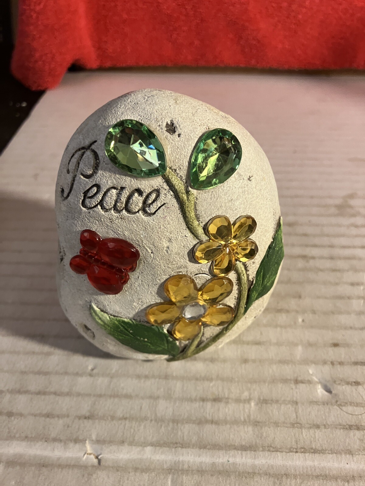 Hand Painted River Rock Butterfly & flowers vine Stone Art Spirit. DWK