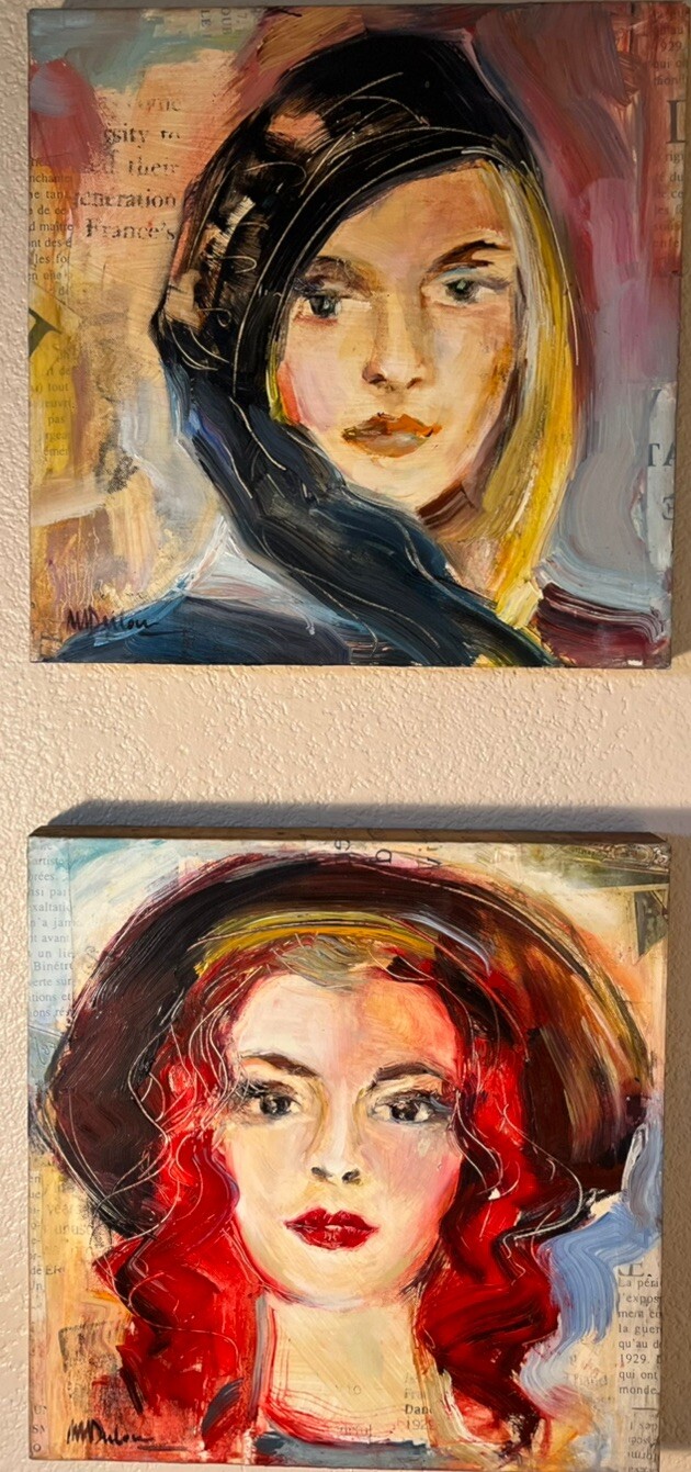 Original Oil(s) Paintings by Mary Dulon «WARSAW» and «PARIS» Cold War Portraits