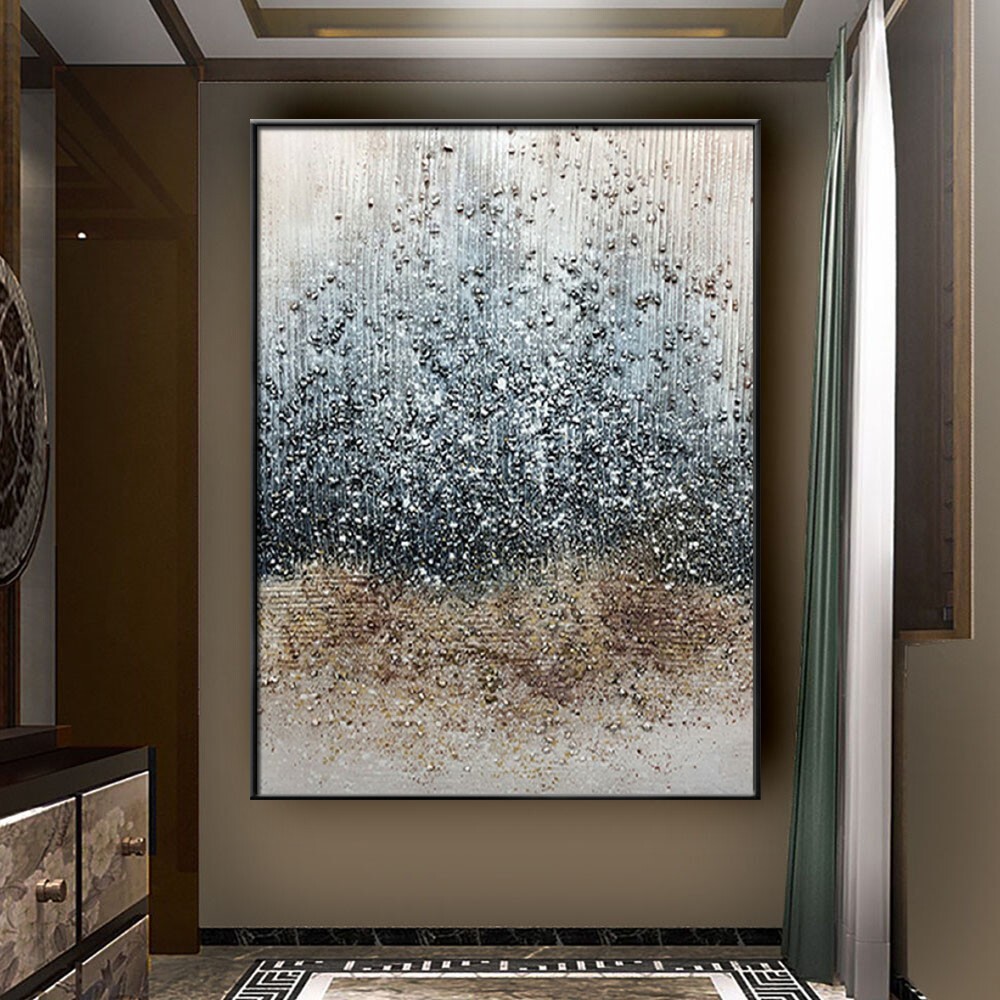 Modern Canvas Wall Picture Abstract Starry Sky Earth Mural Hand-Painted Oil
