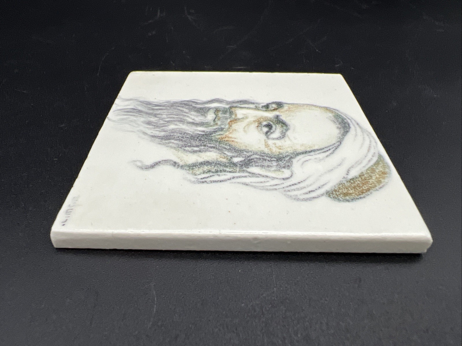 Vintage 1920s Jacob Eisenberg Bezalel School Jerusalem Rabbi Portrait Tile