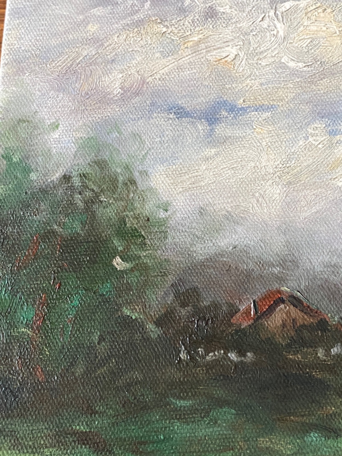 1980’s Oil Painting Landscape Fishing Theme 8x 10