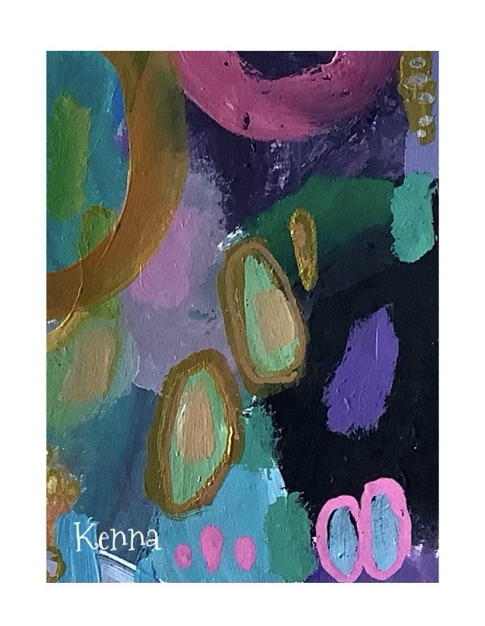 ACEO original Acrylic Painting By Kenna Abstract Art Card 2.5” X 3.5” Signed ÀTC