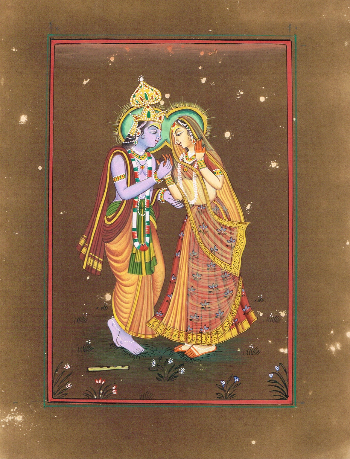 God And Goddess Radha Krishna Miniature Painting Religion Art 6.5×8.5 Inches