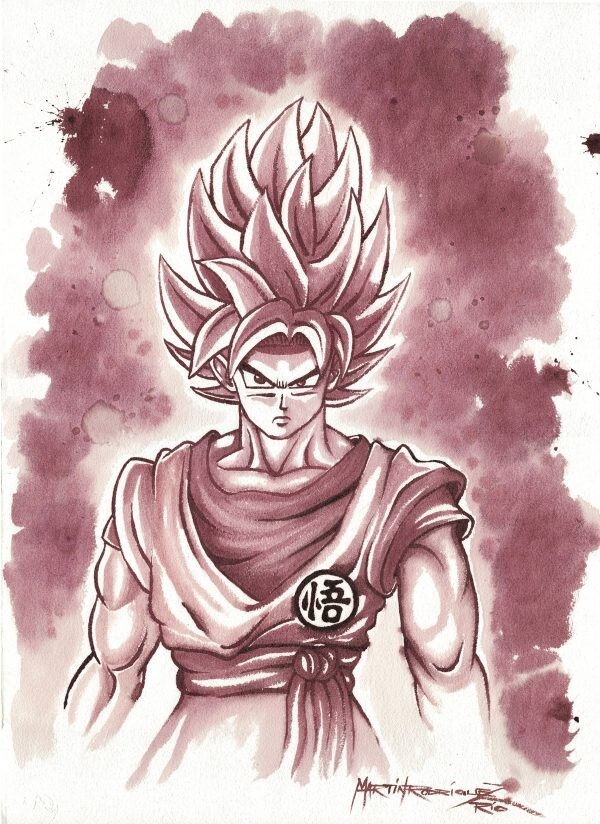 Martin R.R. – Son Goku Super Saiyan – Original Painting – Wine Art