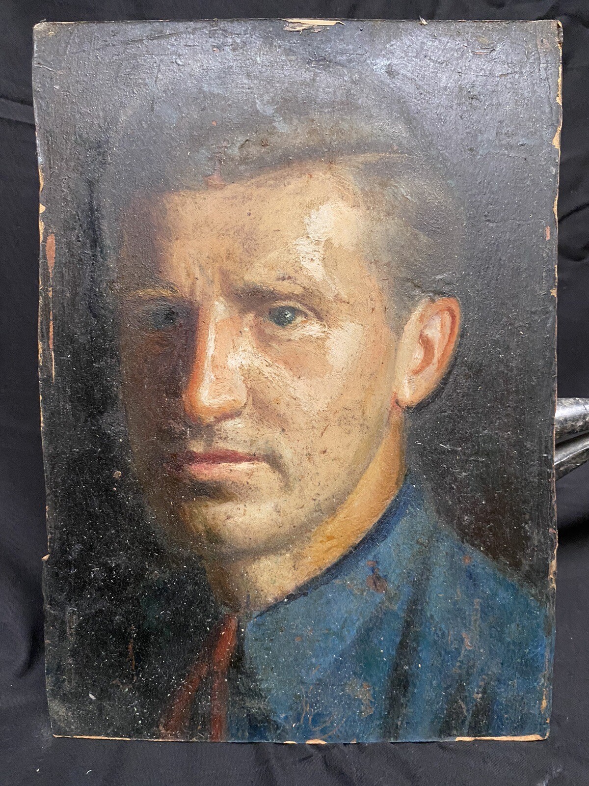 MCM Portrait Dolni Polish Ukraine Painting Handsome man on cardboard