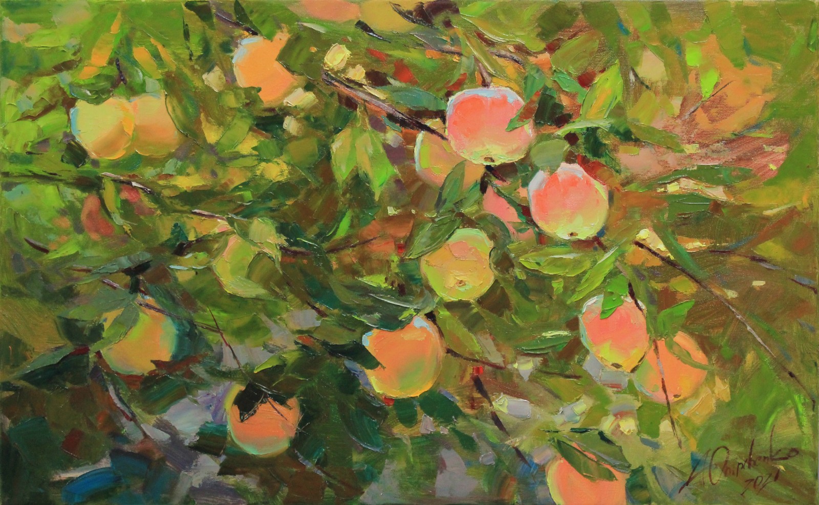 Original Oil Painting Apples Still Life Orchard IMPRESSIONISM Art by Onipchenko