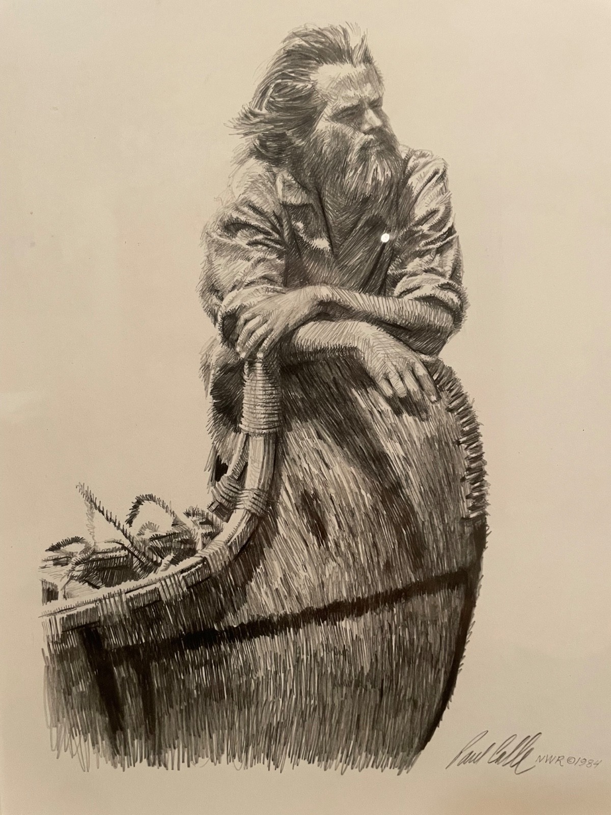 PAUL CALLE 1984 ORIGINAL DRAWING «MOMENT OF SOLITUDE» 10 X 8 NAWA NWR
