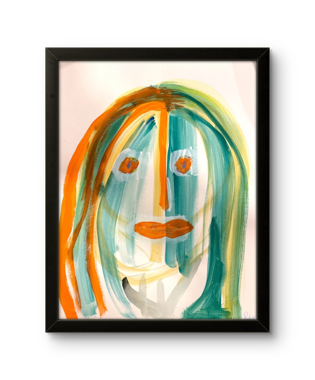 Expressive Face #12 11 X 14″ Watery Impressionist Water Color Painting Paper
