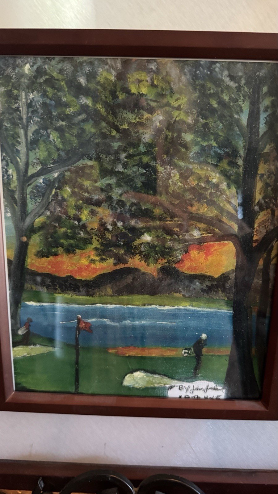 John Jackson ’18th Hole’ Framed Acrylic Golf Course Painting 15×17