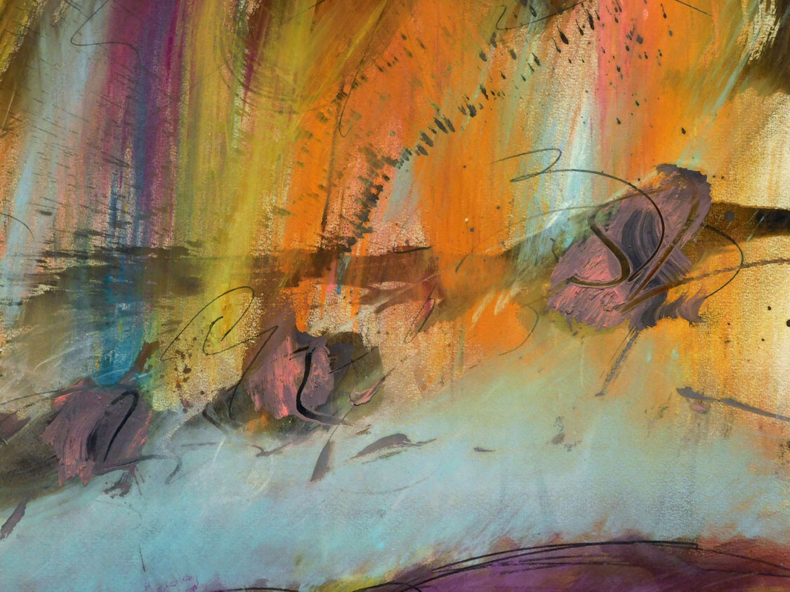 Mark Dickson UNTITLED Mix Media, Pastel and Watercolor Abstract Hand Signed