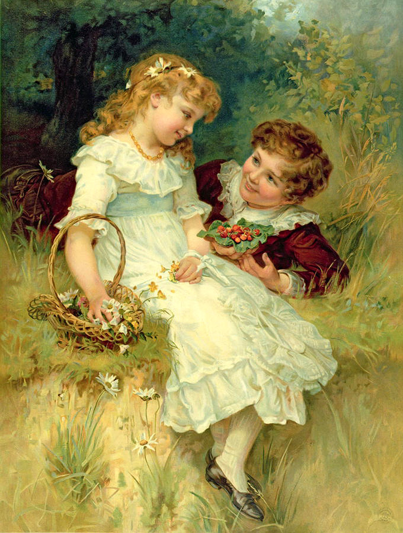 Girls and boys chat Oil Painting Giclee Art HD Printed on canvas L548