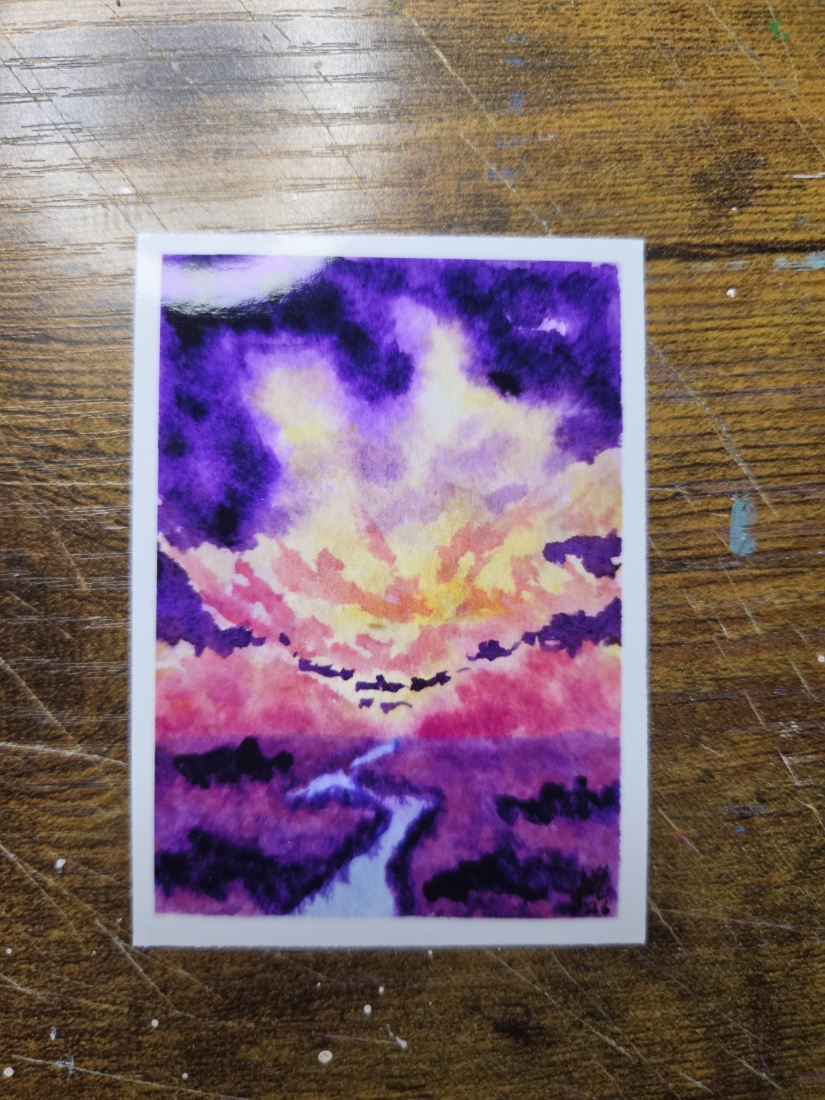 ACEO *Art Print Of an Original Watercolor Beautiful Sunset