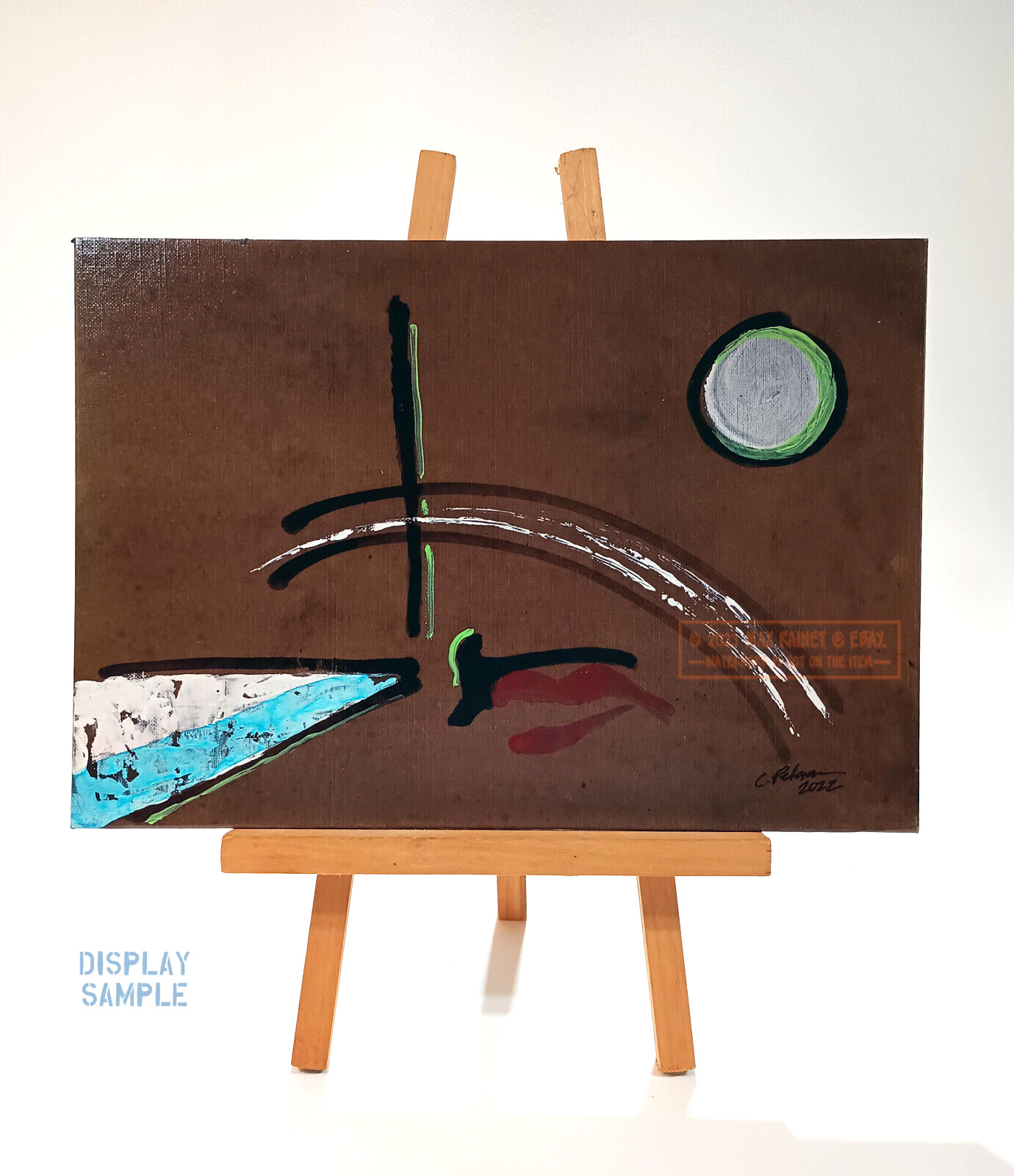 Under the Moon Kissing A Fish 2022 C Peterson * Original Painting ABSTRACT
