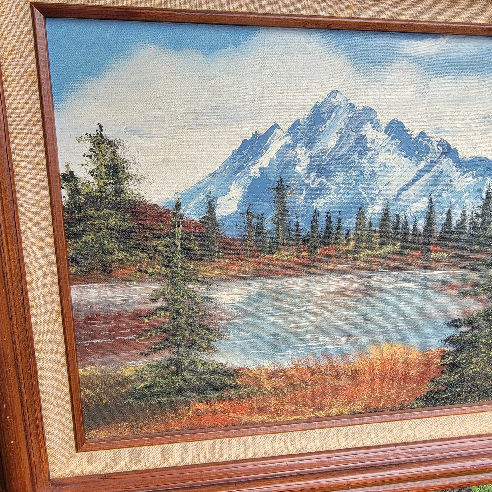 oil on canvas signed «GESEY» ? mountain Lake Scene