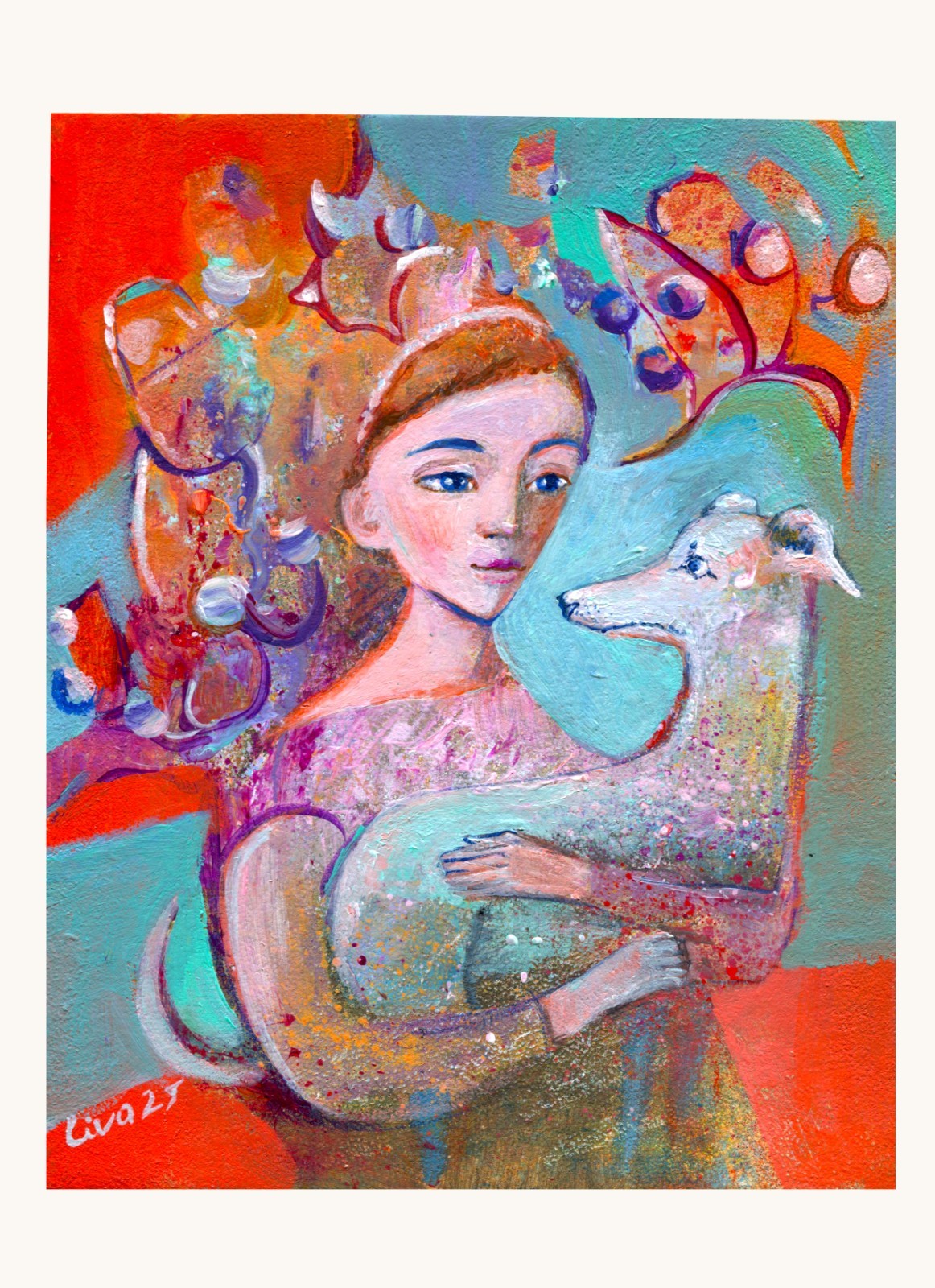 Original Painting 8×10 in | Portrait with Dog | Friendship & Companionship