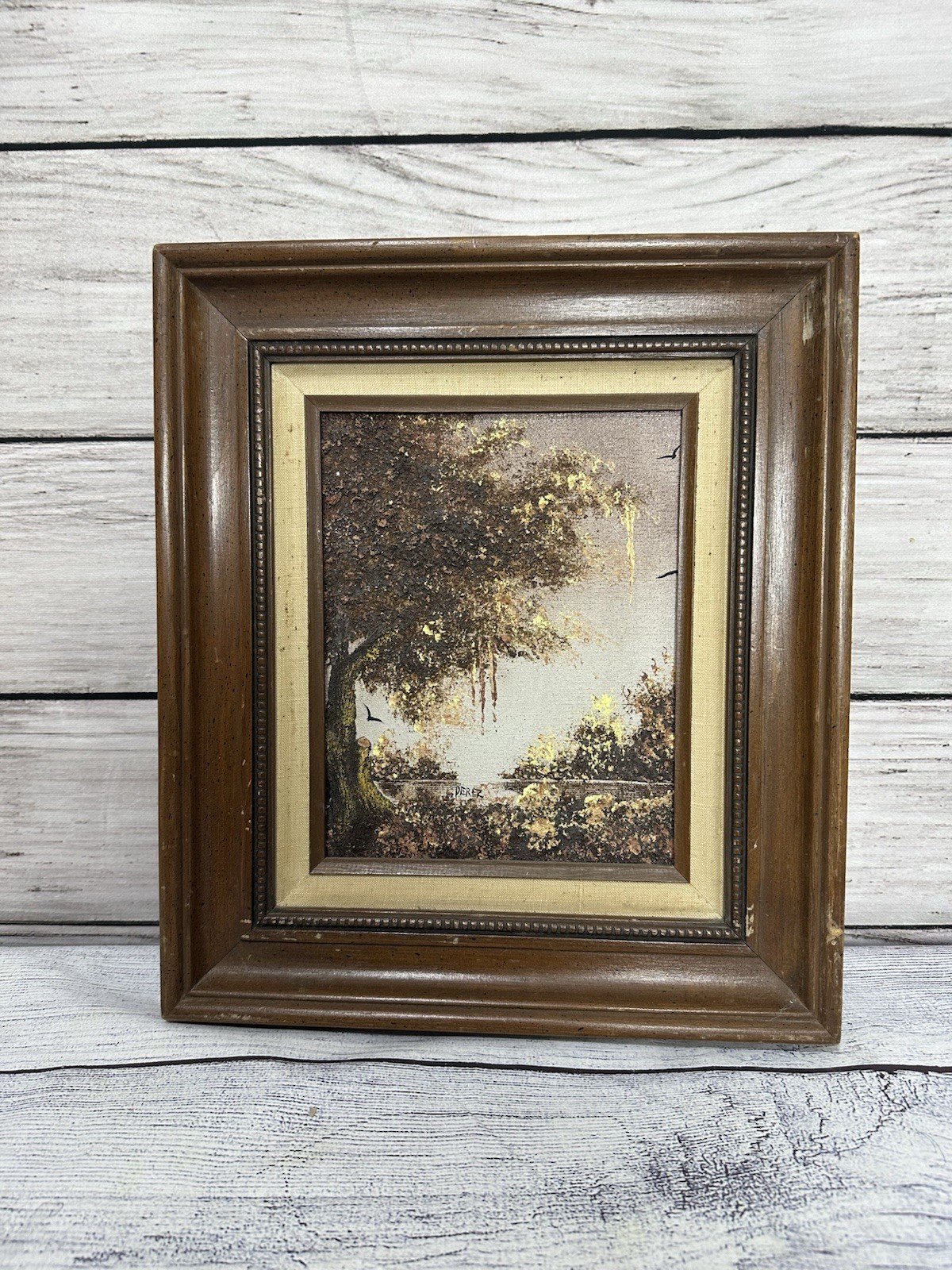 Vintage C.Lewis Perez Original 3DTextured Oil Painting Signed with Frame.