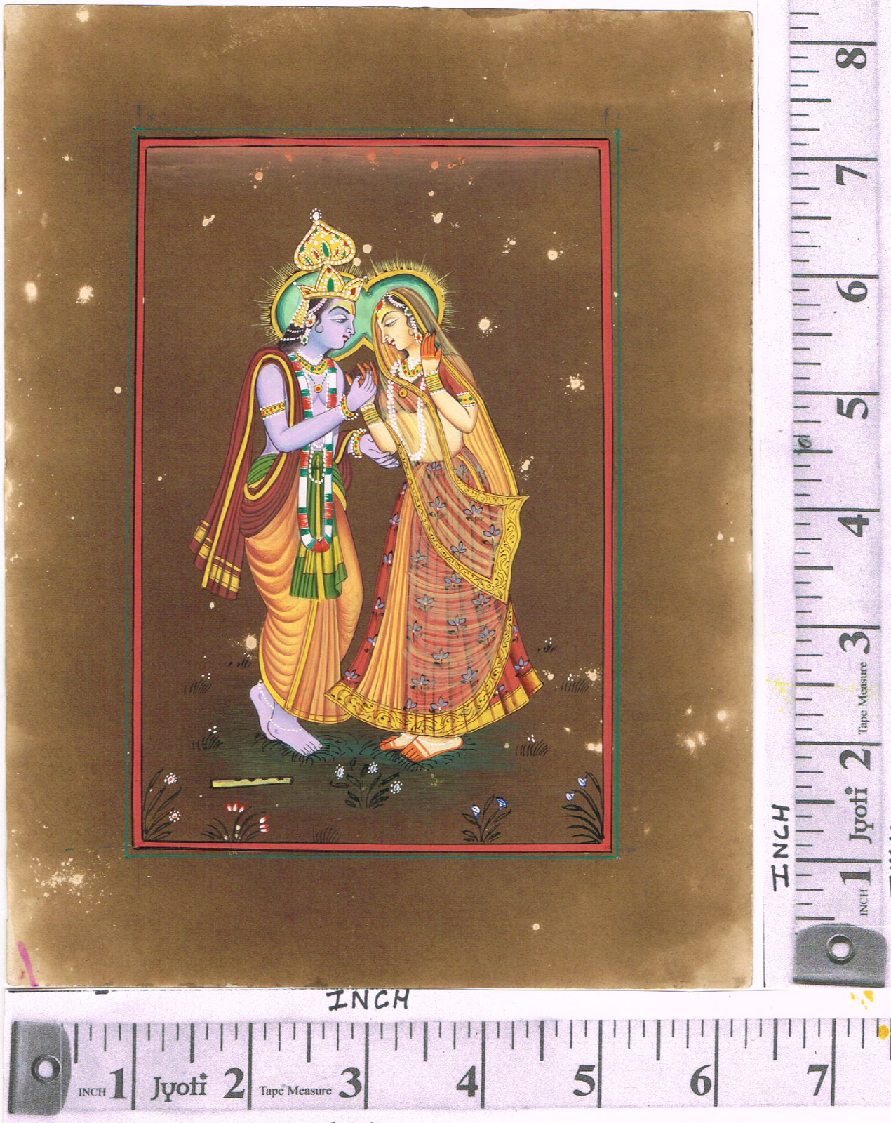 God And Goddess Radha Krishna Miniature Painting Religion Art 6.5×8.5 Inches