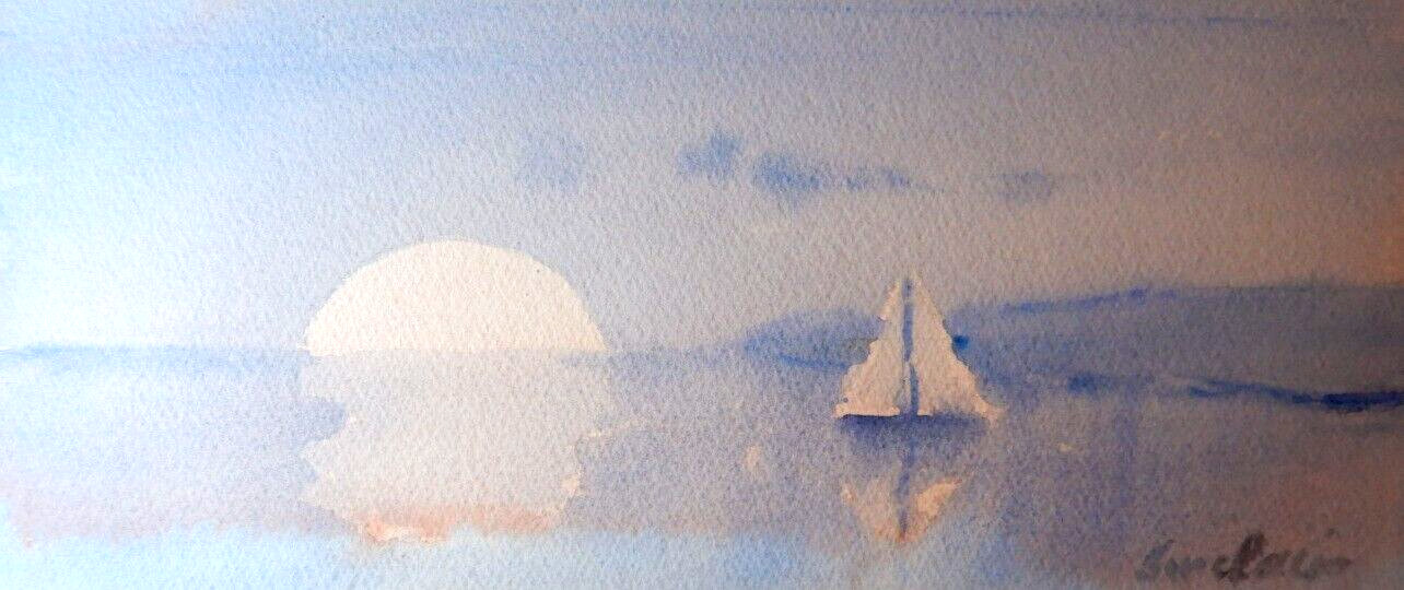 AUSTRALIAN WATERCOLOUR ON PAPER SUNRISE BY CLIVE SINCLAIR P175