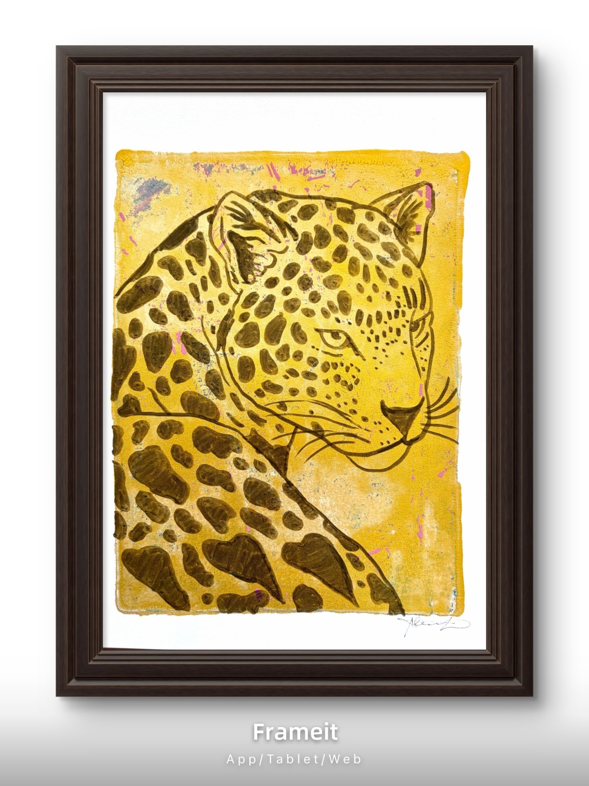 Original Gold Leopard Painting By Alannah Dyer- Acrylic 9×12 in Beautiful Trendy