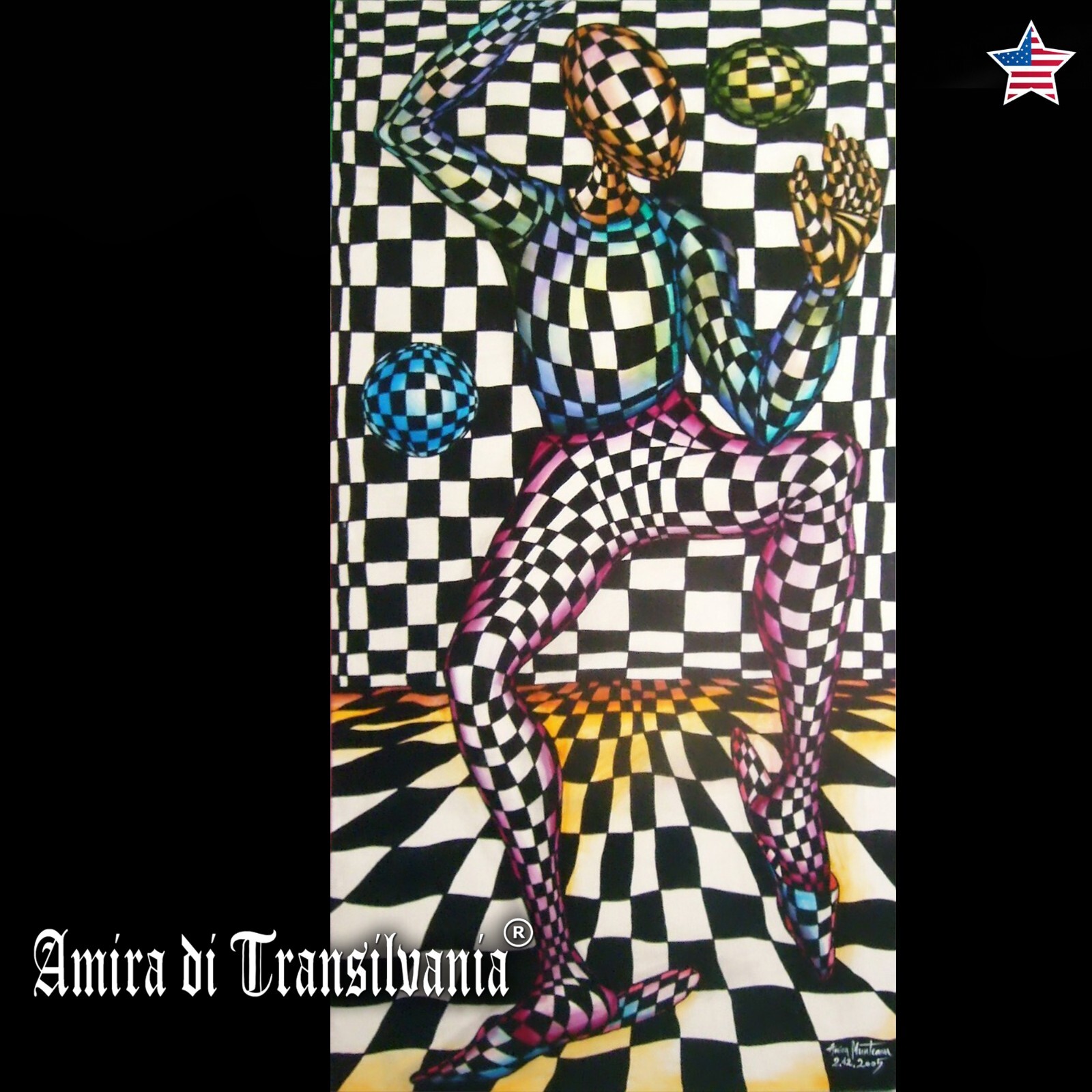 contemporary art painting pop optical home decor portrait joker chess figures by