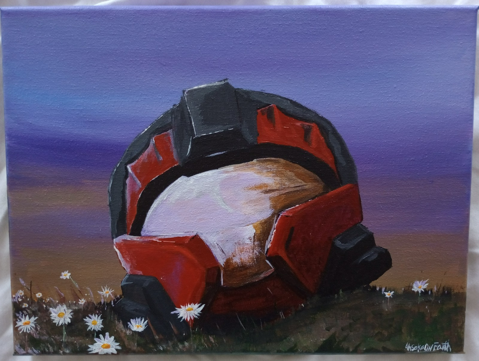 Halo Daisy-023 Helmet | Acrylic Painting | 9″ x 12″ Canvas | Halo Legends | art