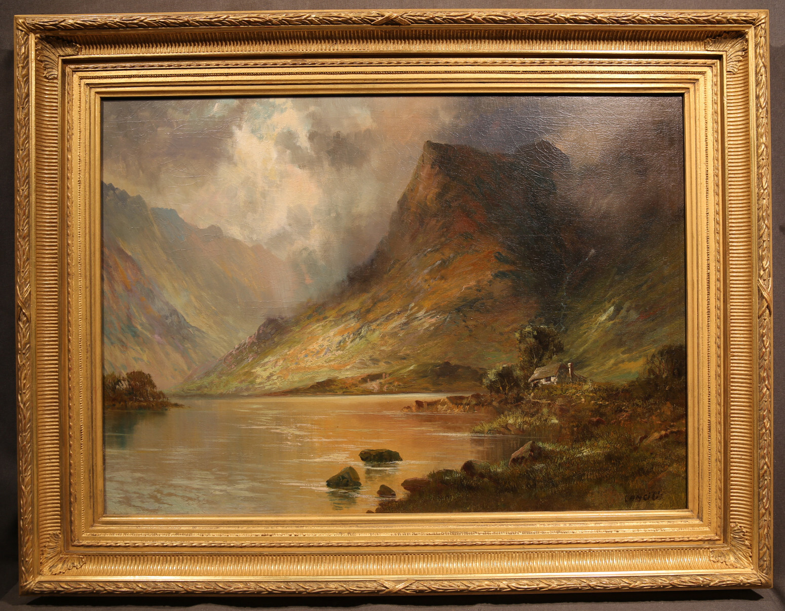 20th Century European Scotland Highlands Landscape With A White House Cottage
