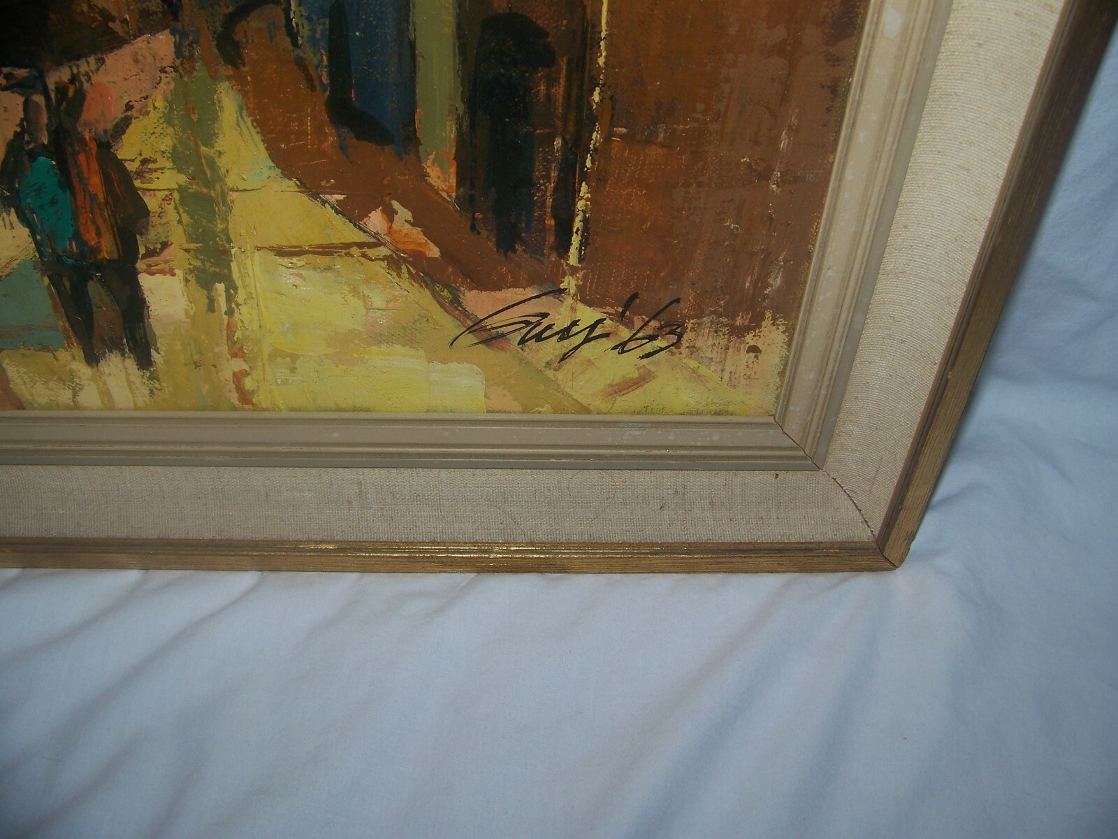 Guy 63? Jack Veltman Gallery Oil Canvas Mid Century Street/Church, Guy Anderson?