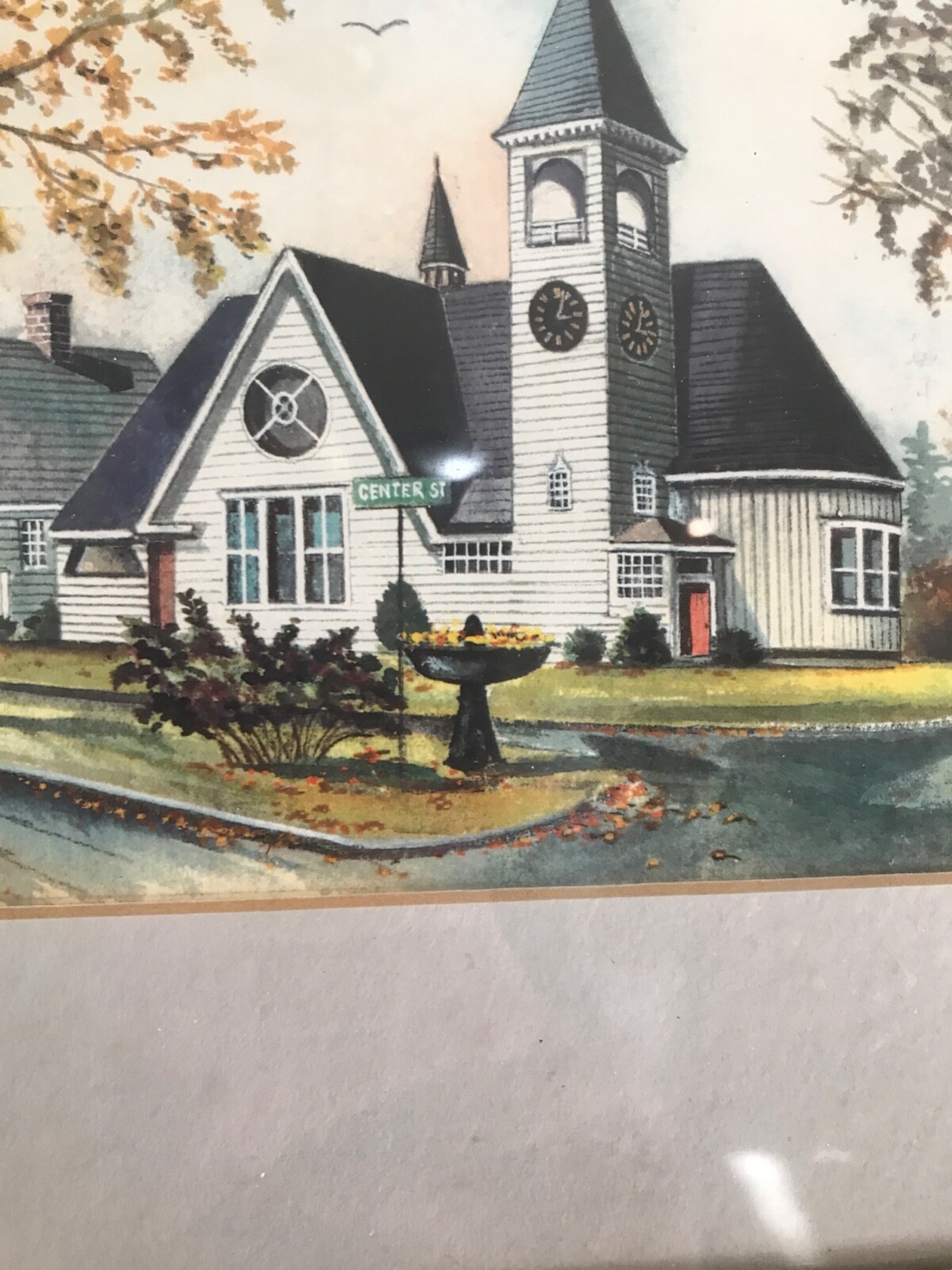 WATERCOLOR PAINTING PRINT OF BAPTIST CHURCH YARMOUTH MAINE BY Alfred Kantor 1989