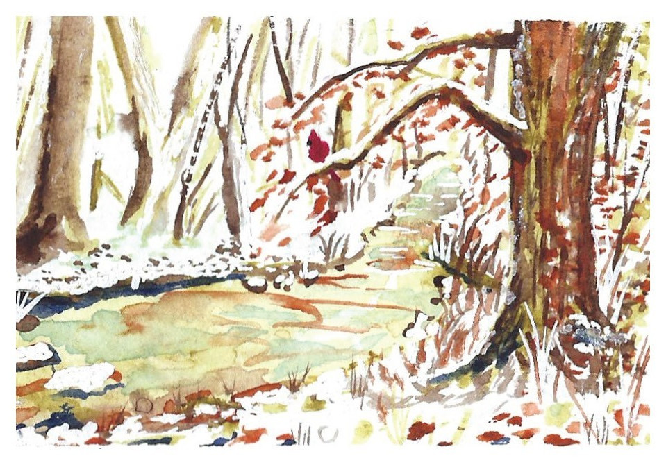 Original ACEO Watercolor 2.5 x 3.5, Signed,