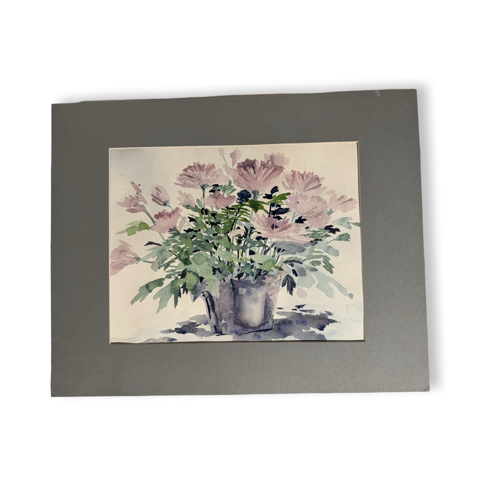 Chrysanthemum Watercolor Painting Original Art Flowers 20X16 by Wendy Templeton