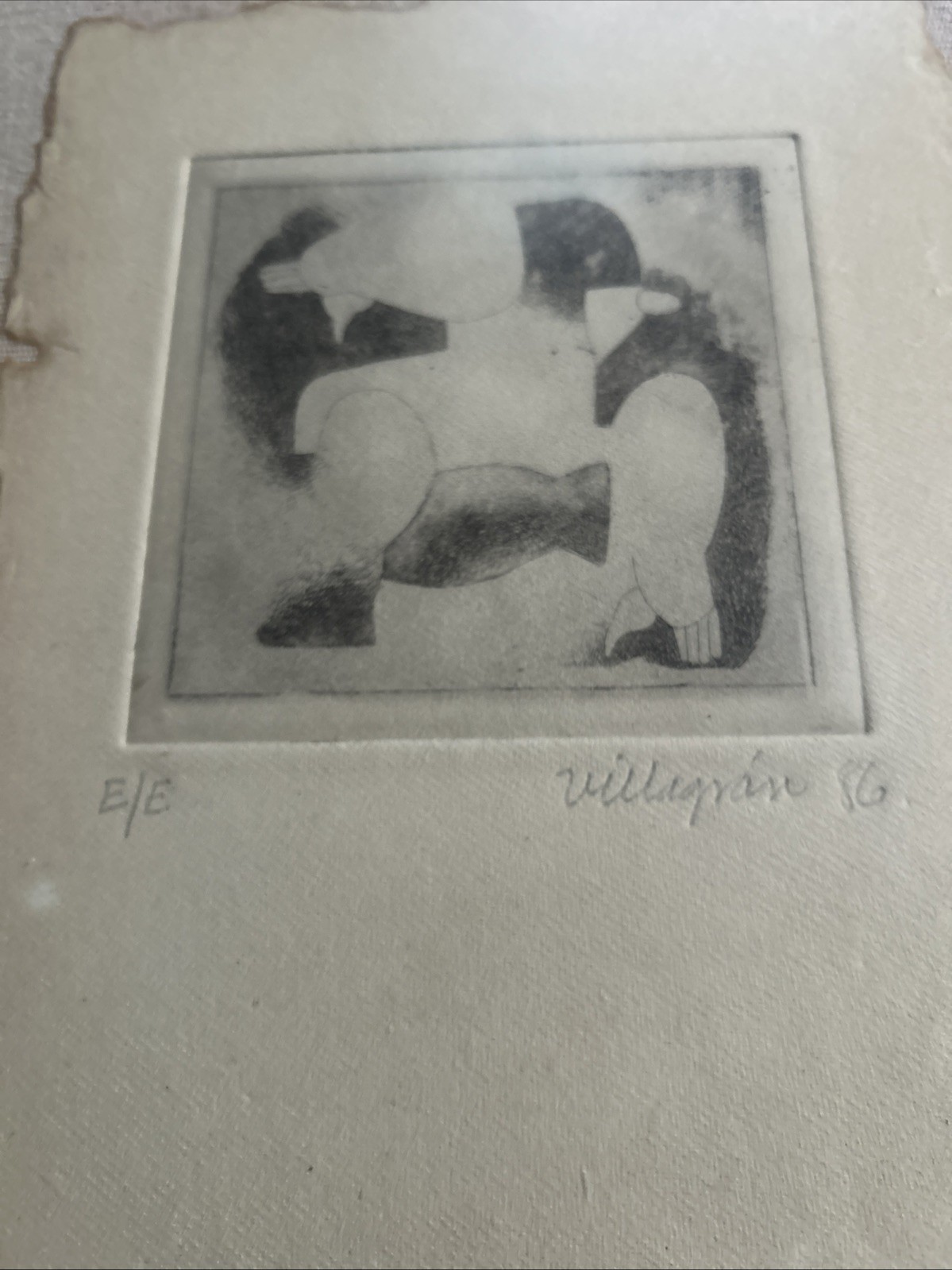 Armando Villagran Original Lithography 1986 Art Frame