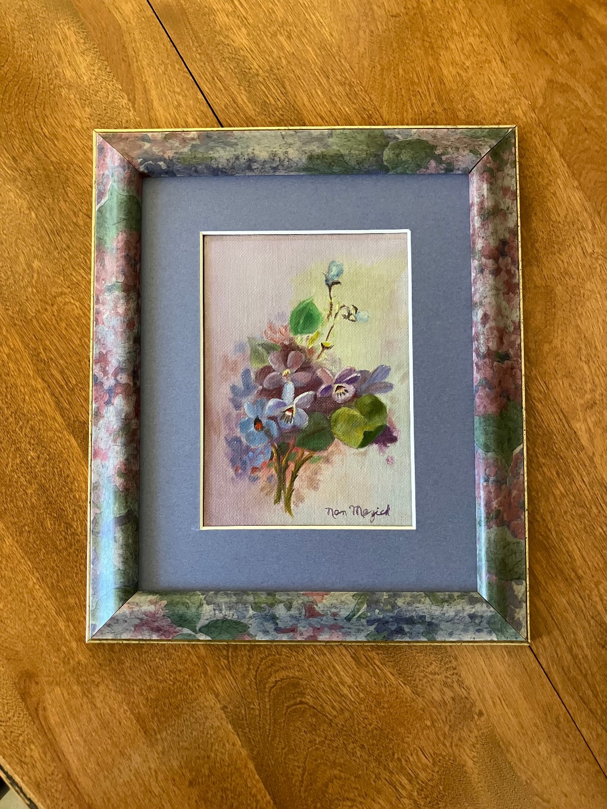 VTG 1980s 5 x 7 Original Oil Painting & VTG 1980s 8 x10 Composite & Veneer Frame