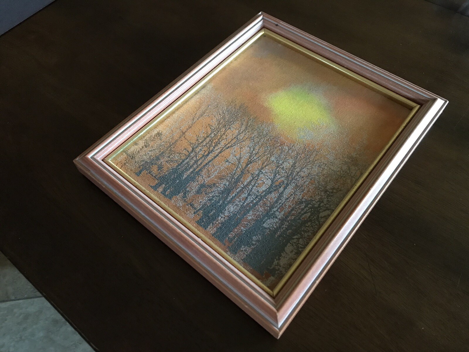 Cynthia Bennett Acrylic on Canvas Painting Trees/Sun Signed 1986 Arizona