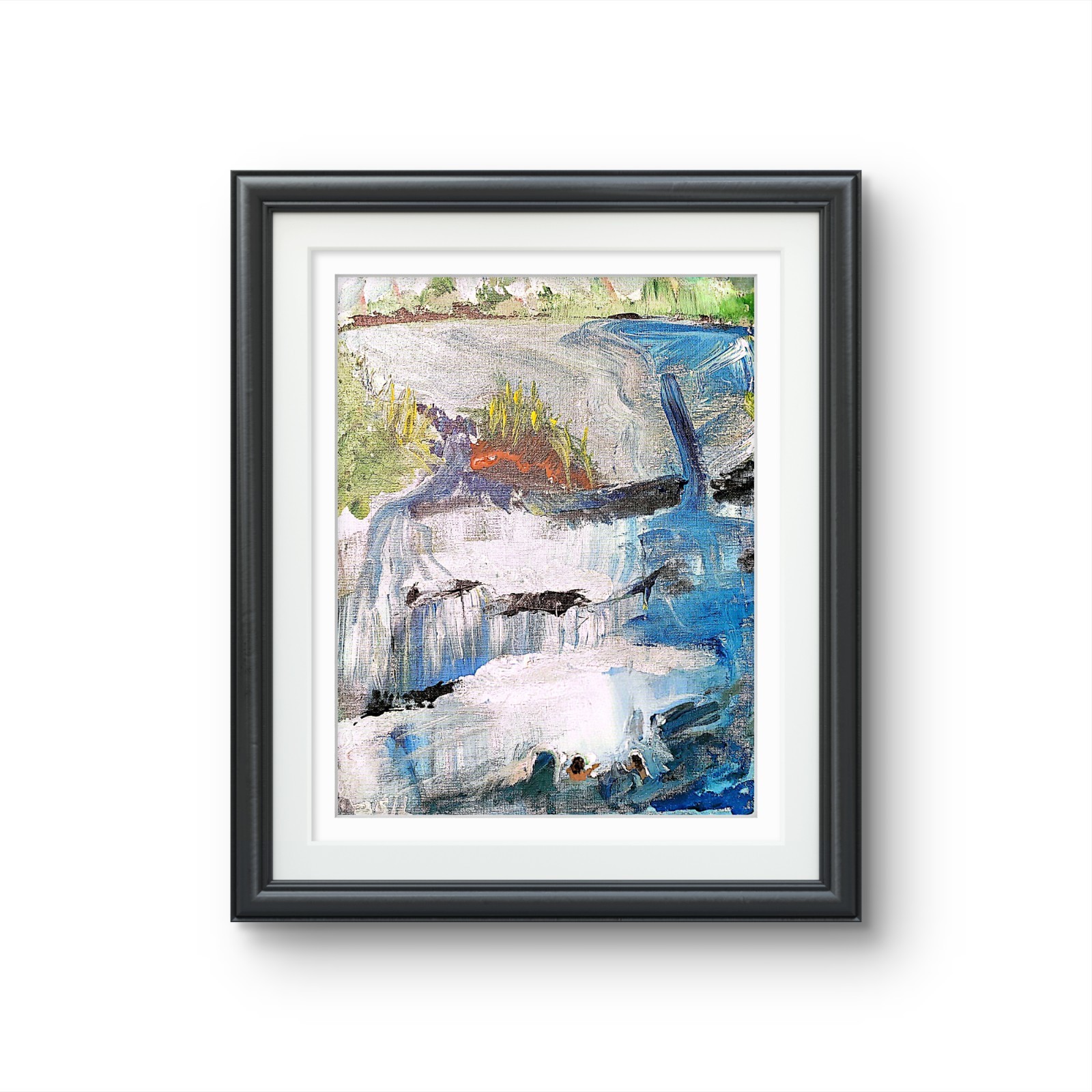 Landscape Water Feature Abstract Expressionist Original Painting Canvas 11×14