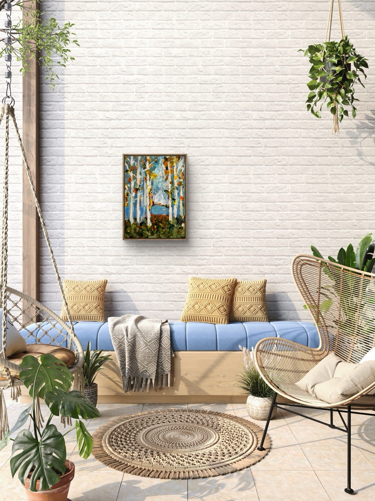 “Forest Standing” painting Сanvas wall-art signed 12×16 Brand New OOAK