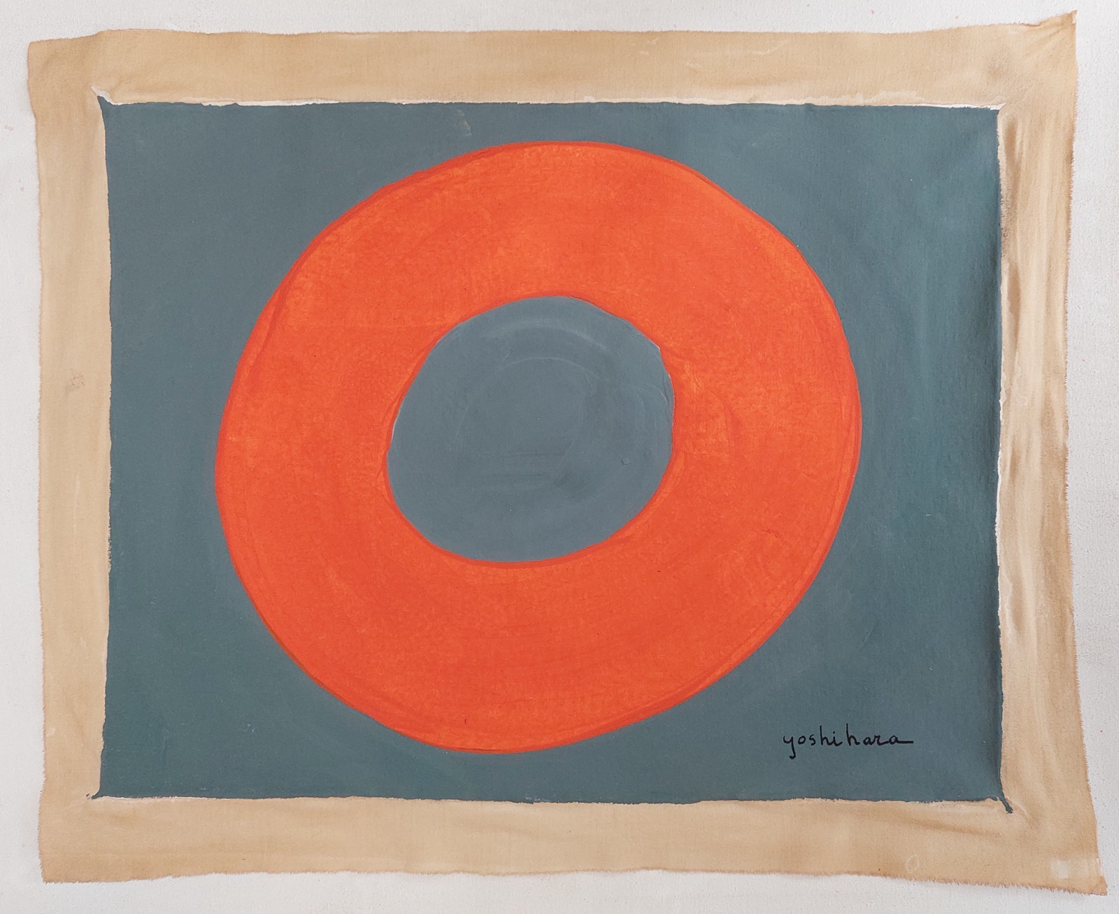 Jiro Yoshihara Signed Abstract Oil Painting on Canvas – Japanese Modern Art