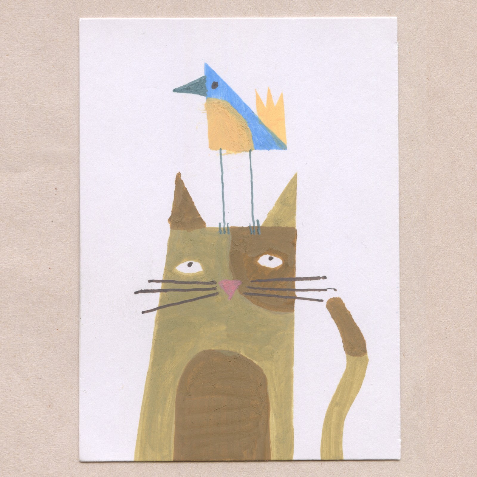 original painting ACEO art card acrylic geometric abstract pop cat 15 Tim Olly