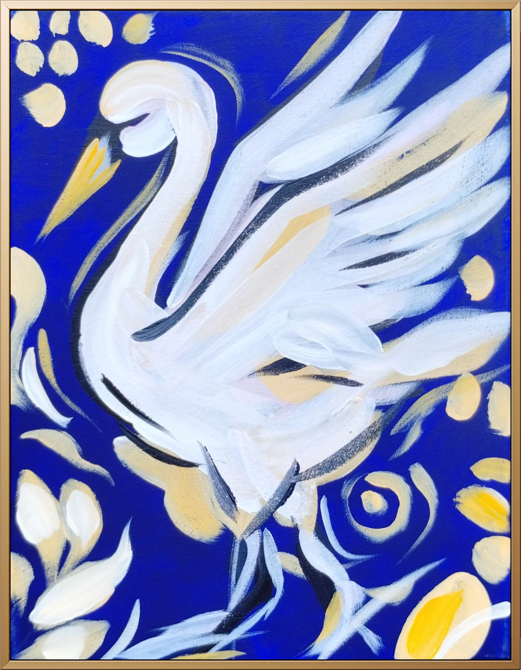 Contemporary Blue Bird 11×14 Acrylic Painting Original Wall Decor Hand Painted