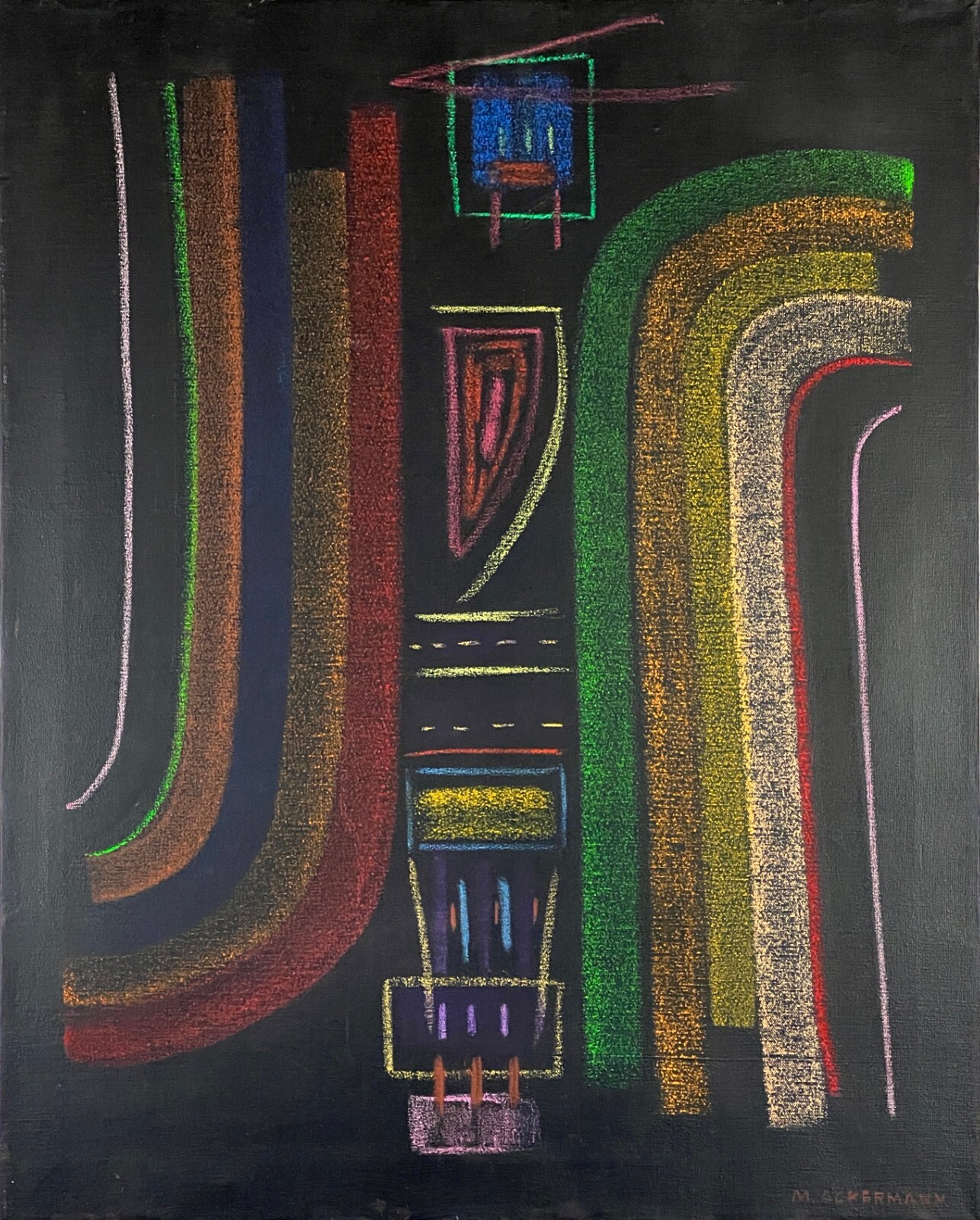 Max Ackermann, Mixed media (Oil and Pastel) on canvas.