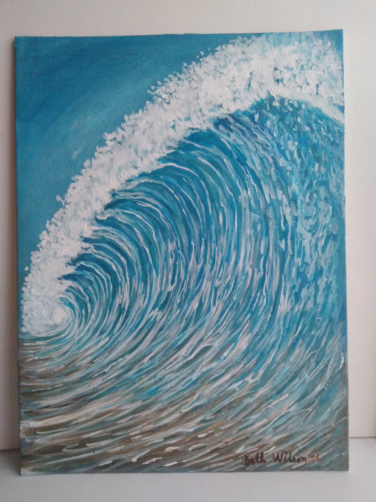 Original Hand Painting Ocean Wave Beach Seaside Coastal Wall Art Decor