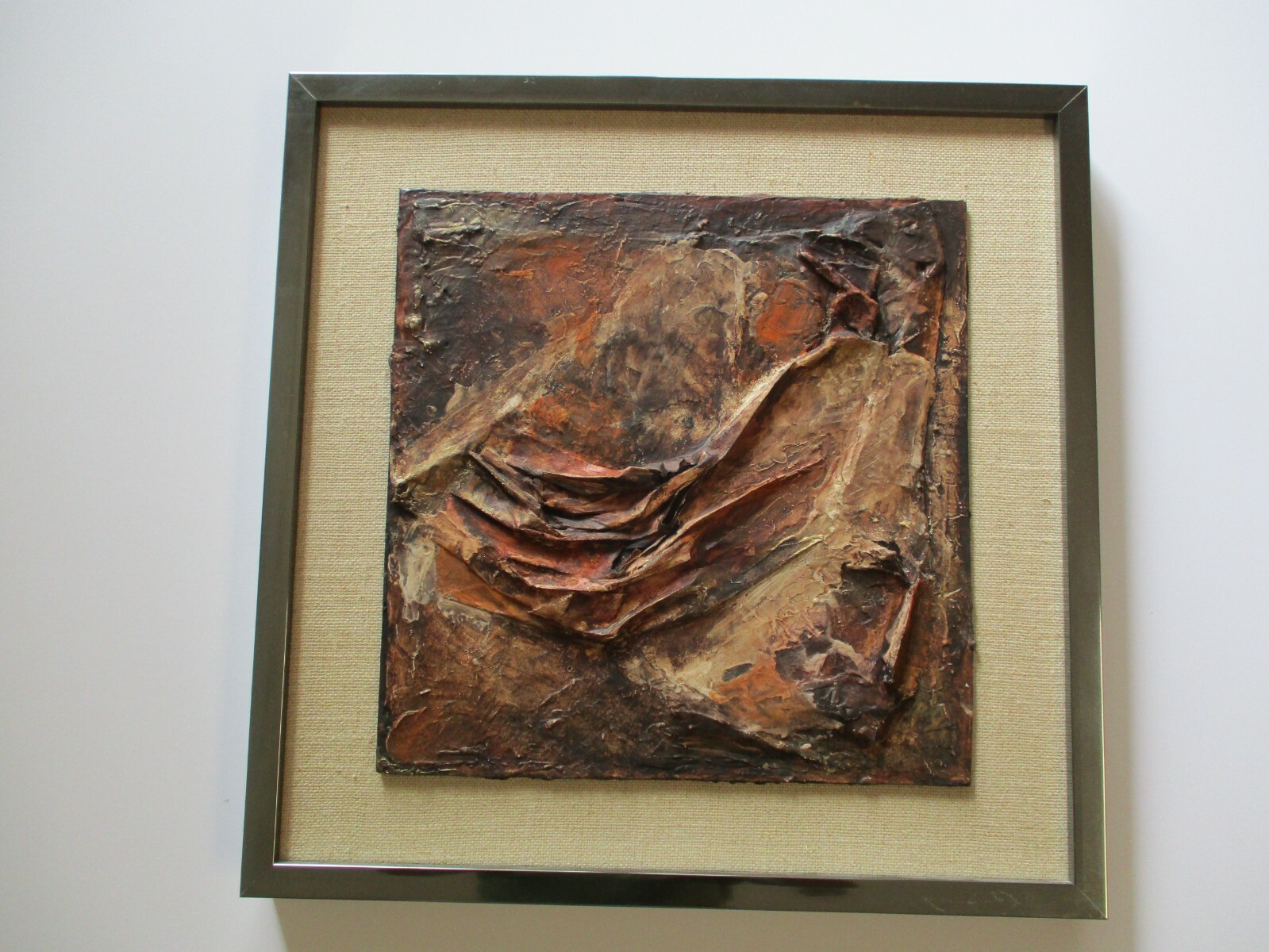 MYSTERY ARTIST CHUNKY PAINTING SCULPTURE DECOUPAGE ABSTRACT EXPRESSIONISM 1970’S