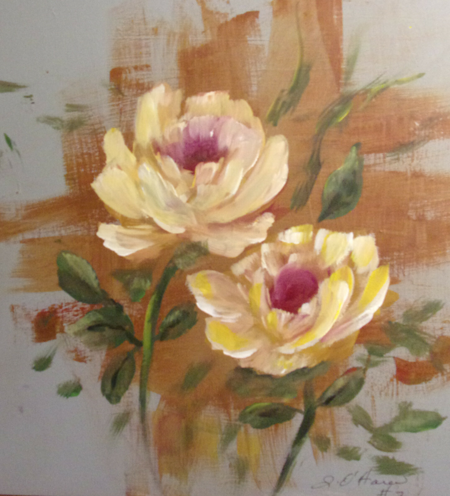 Pretty yellow roses 10 x 10 print on linen card stock
